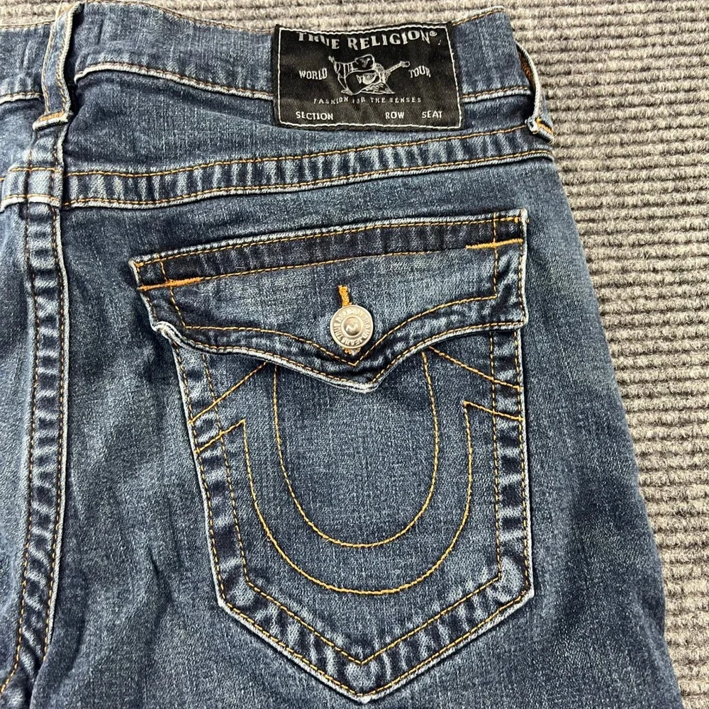 True Religion Ricky Relaxed Straight Jeans Mens 34x30 Dark Wash Blue Denim Pants